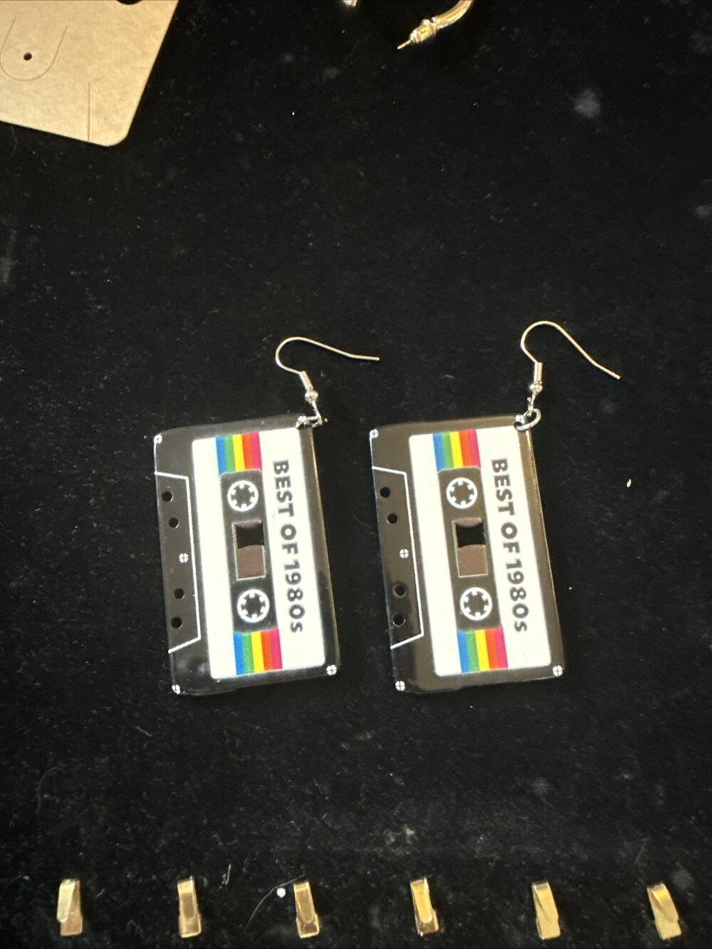 Best of the 80s Cassette Mix Tape Dangle Earrings Acrylic Retro Style